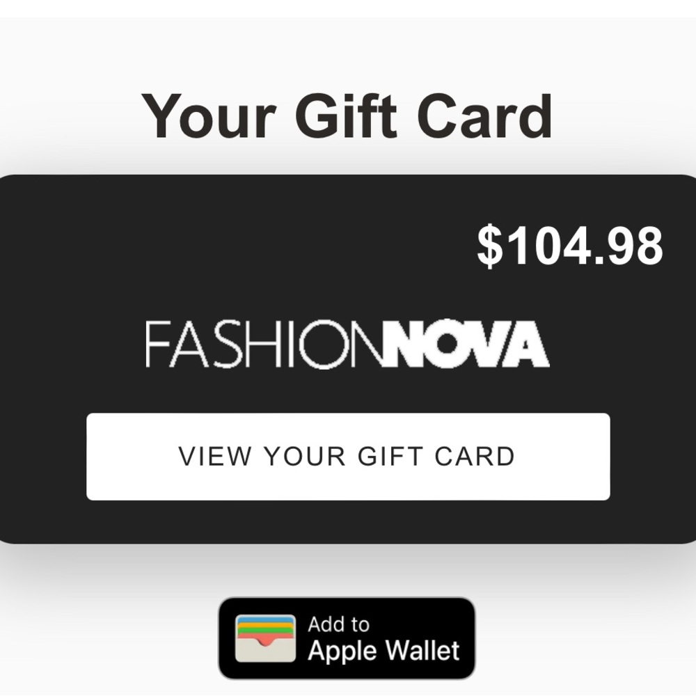 $104 Fashion Nova Gift Card